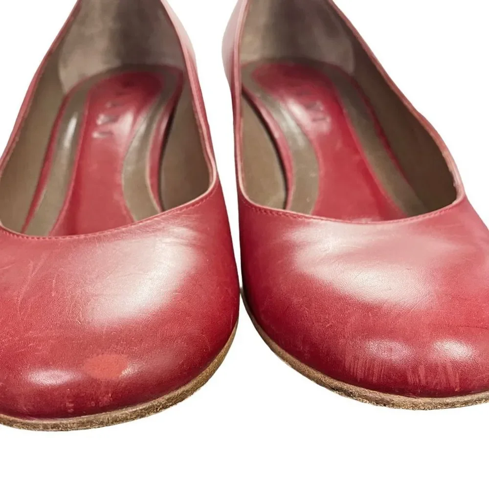 Vintage Marni Red Leather Kitten Heels - Size 5